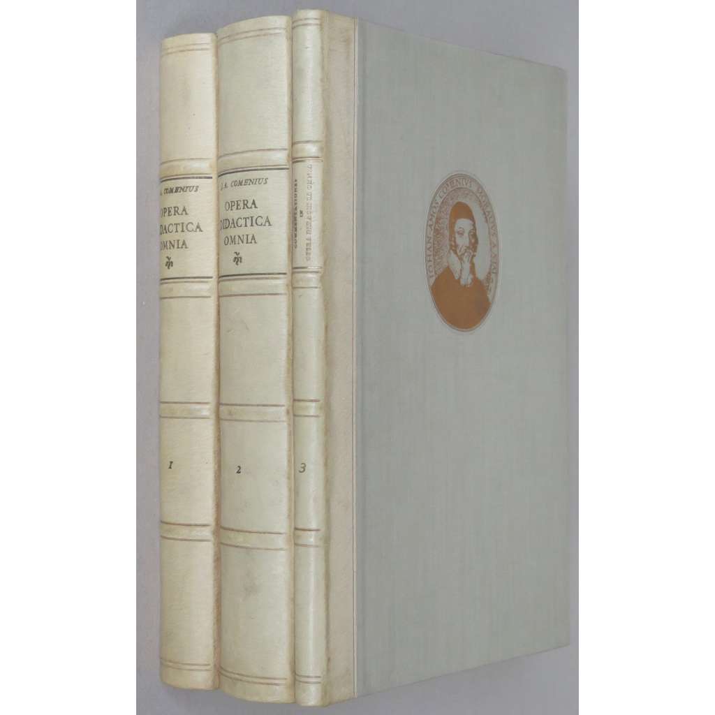 Opera Didactica Omnia, sv. 1-3 [1657; reprint; přetisk; Komenský; spisy; pedagogika; didaktika; vazba; kůže] HOL