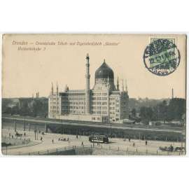 Dresden, Drážďany, tramvaj,  Německo, Deutschland, Cigarettefabrik,
