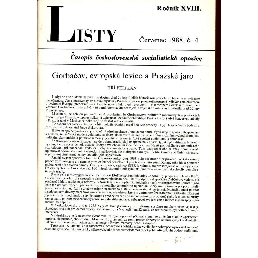 Listy, roč. XVIII. Červenec 1988, č. 4