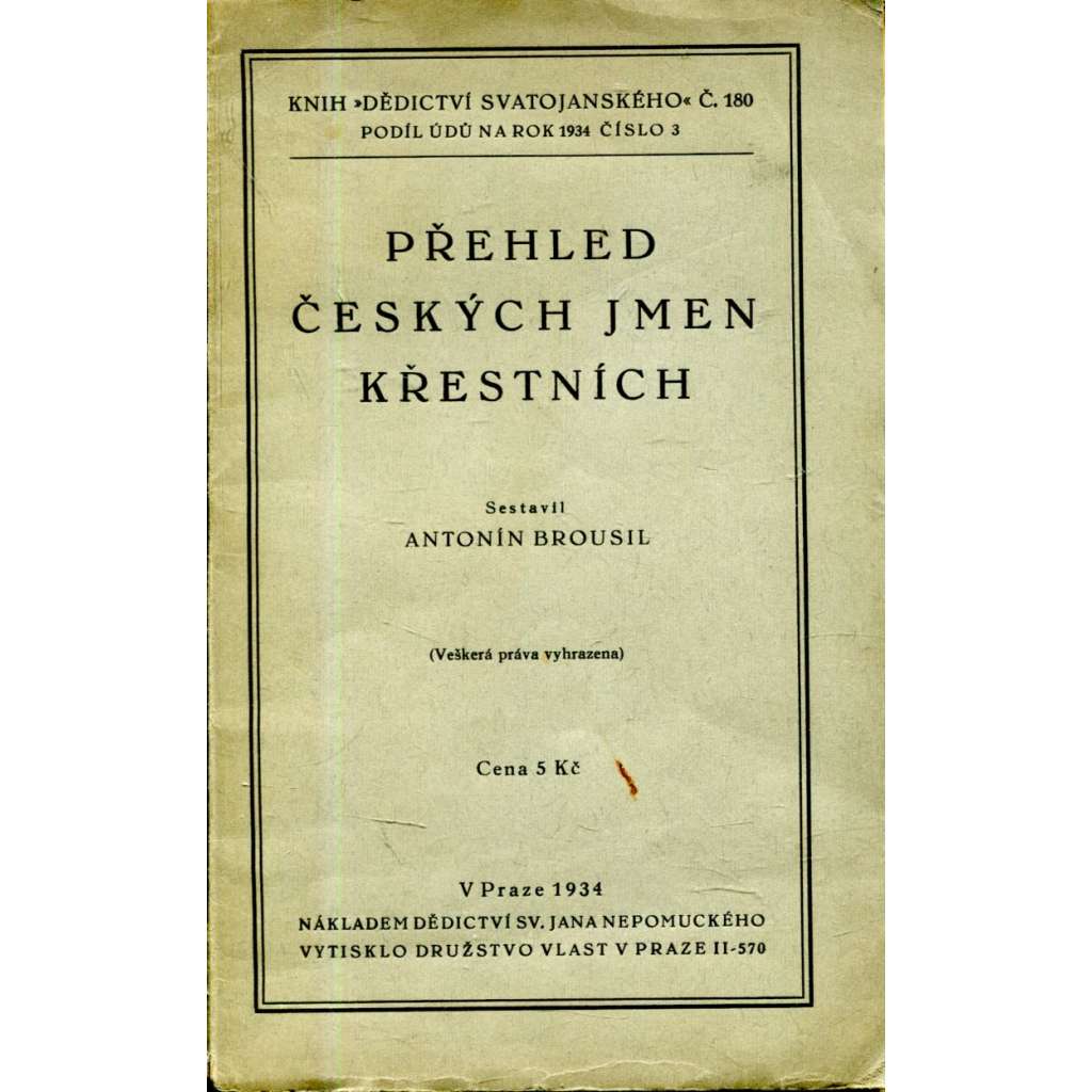 Přehled českých jmen křestních (česká křestní jména)