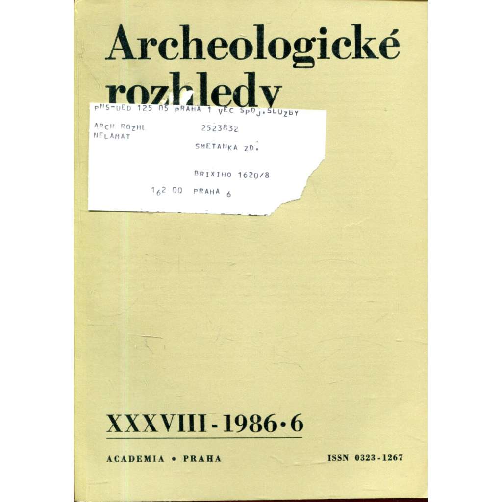 Archeologické rozhledy, roč. XXXVIII - 1986, sešit 6