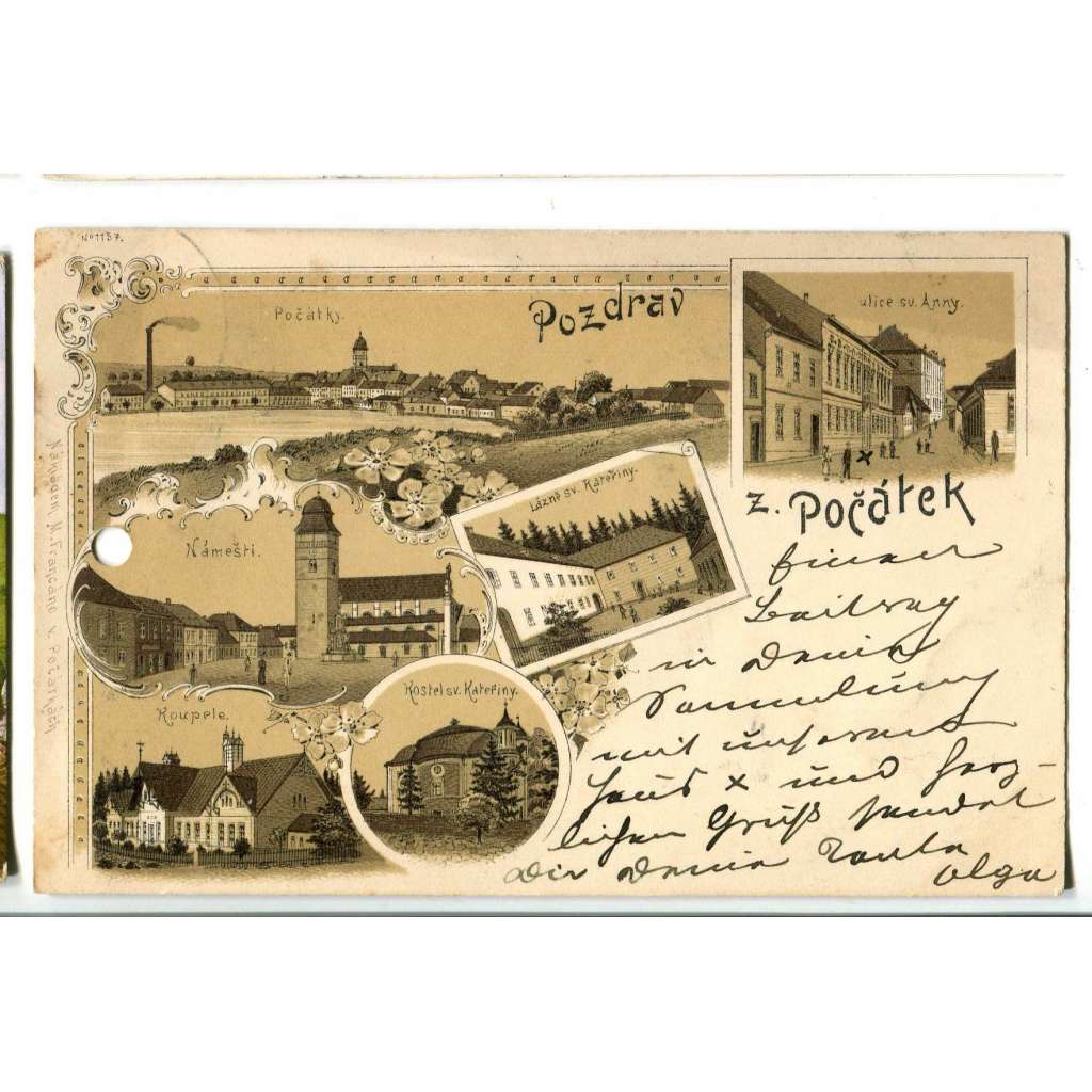 Počátky, Pelhřimov, litografie (pošk.)
