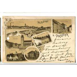 Počátky, Pelhřimov, litografie (pošk.)