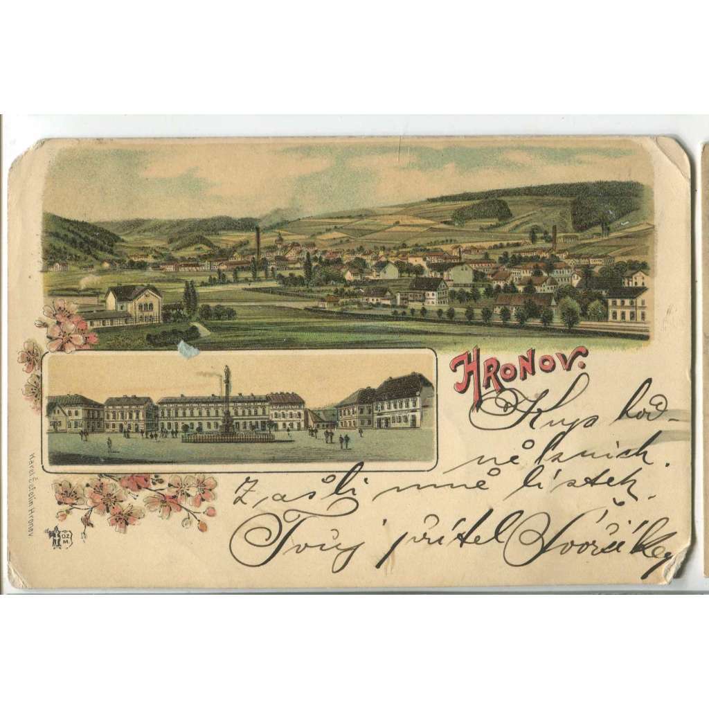 Hronov, Náchod. litografie (pošk.)