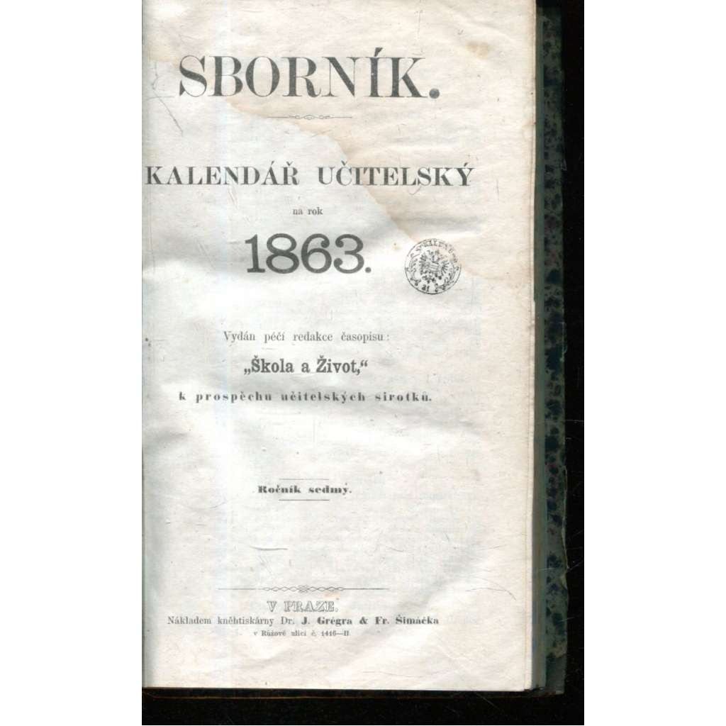 Sborník. Kalendář učitelský na rok 1863