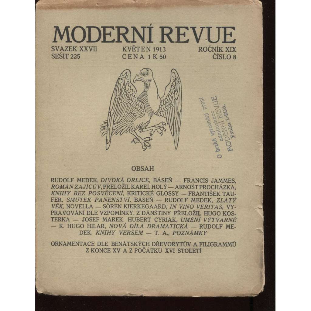 Moderní revue, roč. XIX., č. 8. (sv. XXVII.), 1913