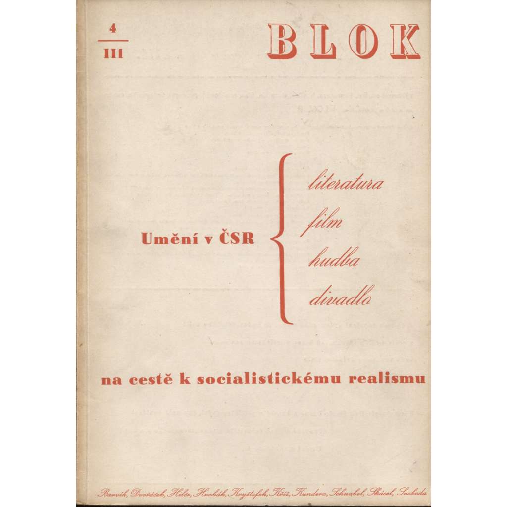 Blok - časopis pro umění, roč. III., číslo 4/1949. Umění v ČSR