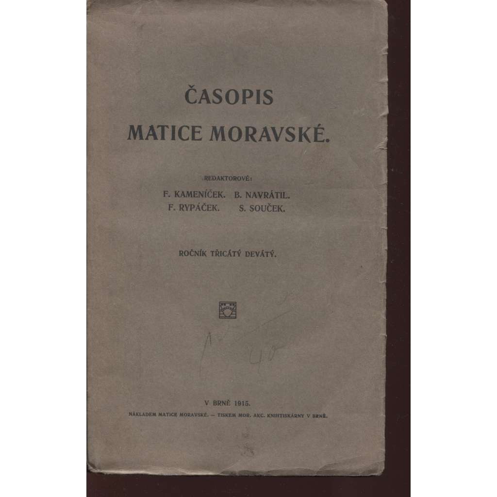 Časopis Matice Moravské, ročník 39/1915