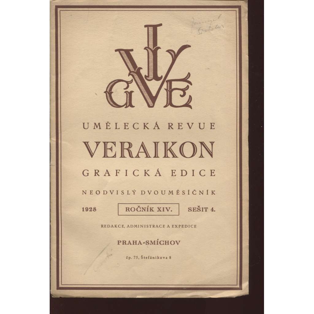 Veraikon, sešit 4., roč. XIV./1928 (Umělecká revue)