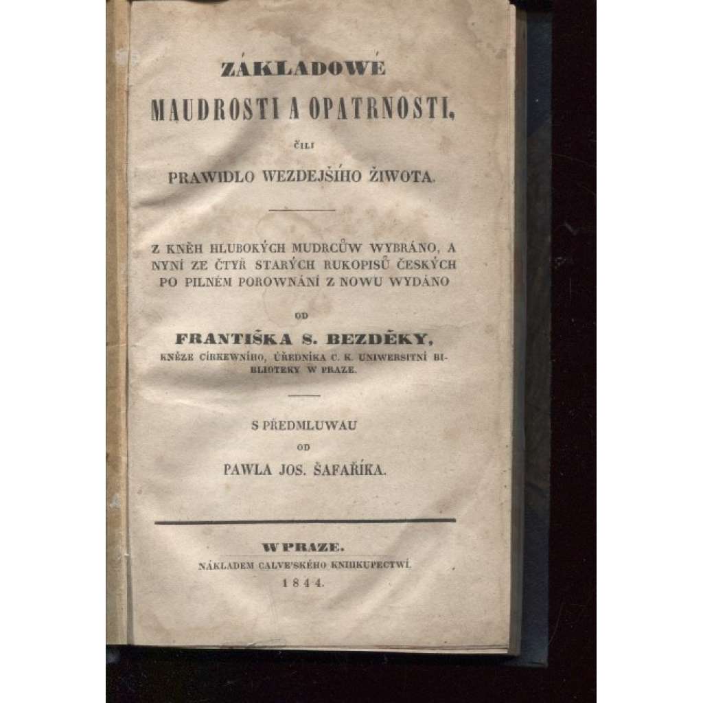 Základy moudrosti a opatrnosti / Základowé maudrosti a opatrnosti (1844)