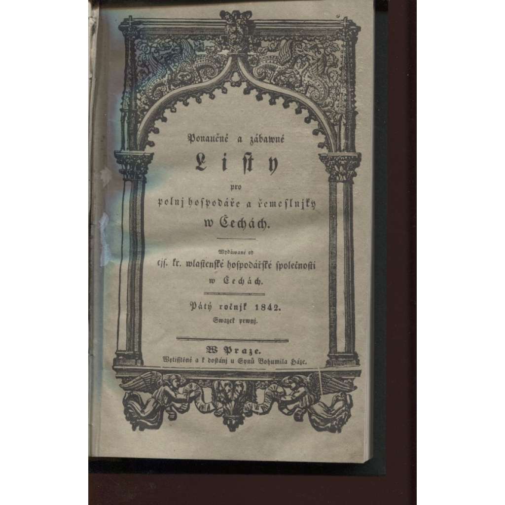 Ponaučné i zábavné Listy pro polní hospodáře a řemeslníky v Čechách (1842)