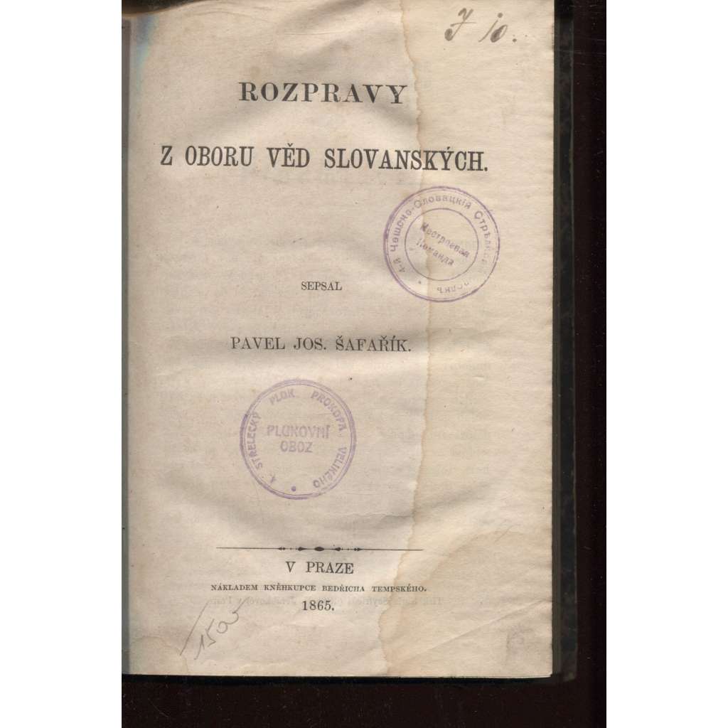 Rozpravy z oboru věd slovanských (1865)