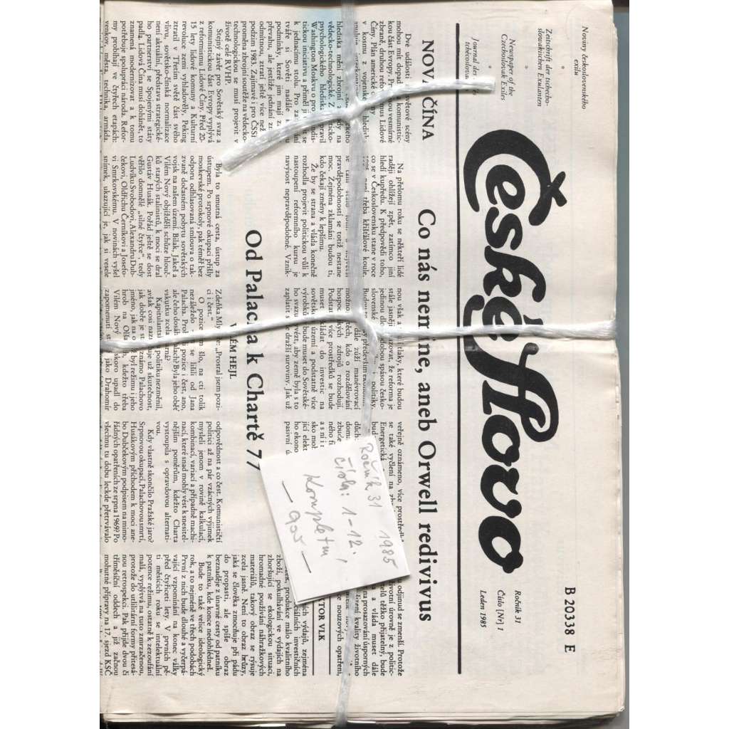 České slovo. Noviny československého exilu, ročník 31/1985, čísla 1-12 (Exil, Mnichov) - kompletní ročník