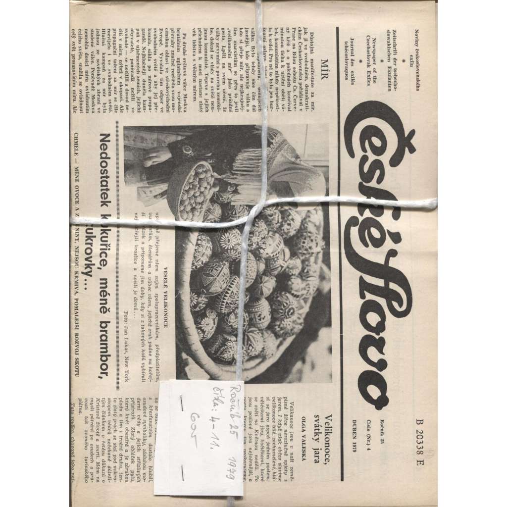 České slovo. Noviny československého exilu, ročník 25/1979, čísla 4-11 (Exil, Mnichov)