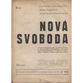 Nová svoboda, ročník 10, číslo 9/1933. List pro informaci hospodářskou, kulturní a politickou
