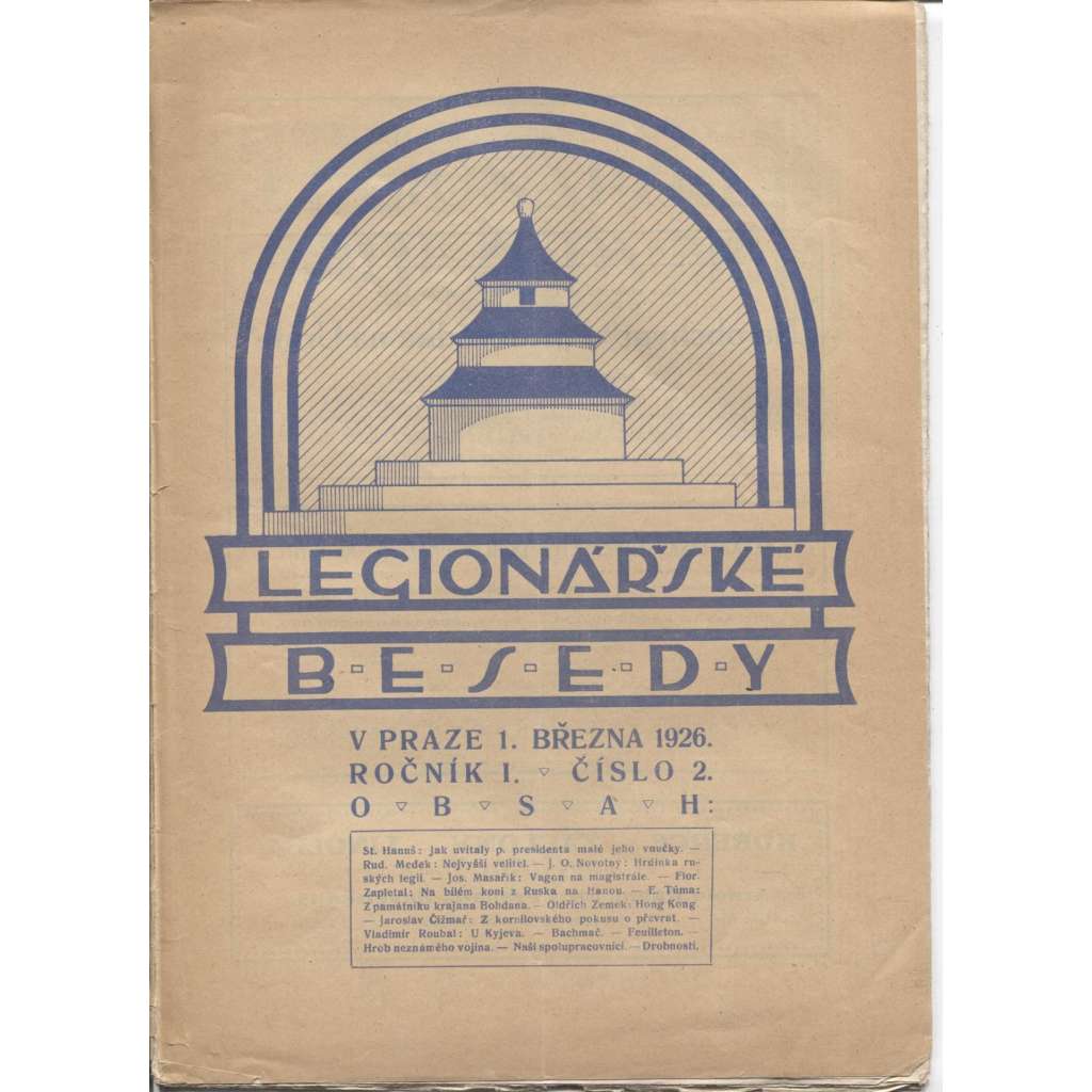 Legionářské besedy, ročník I., číslo 2/1926 (noviny 1. republika, legie)