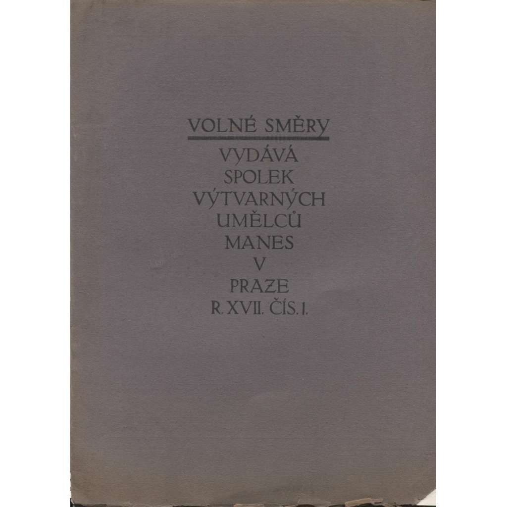 Časopis Volné směry, ročník IXVII., číslo 1