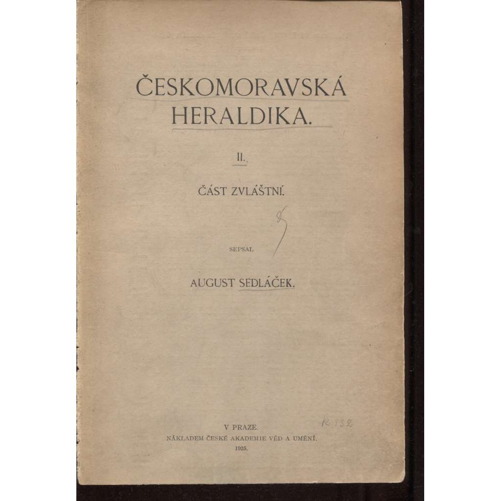 Českomoravská heraldika. II. Část zvláštní