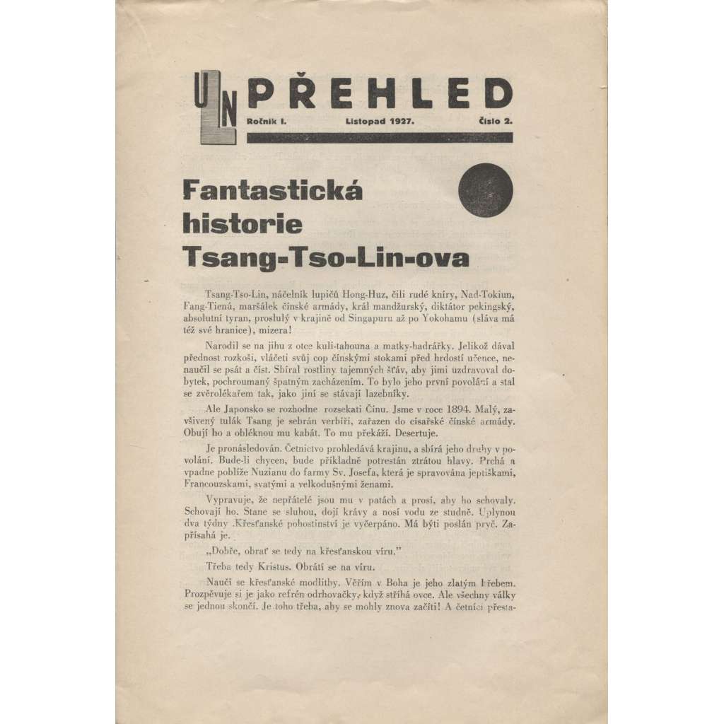 Přehled, ročník I., číslo 2/1927 (Ústřední Legio-nakladateltví)