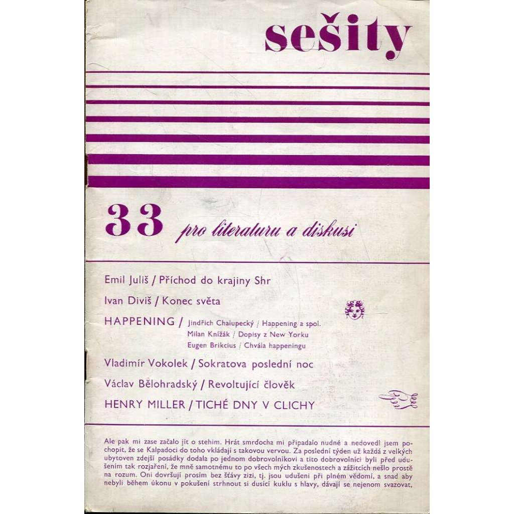 Sešity pro literaturu a diskusi 33 – září 1969