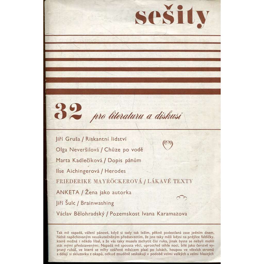 Sešity pro literaturu a diskusi 32 – červen 1969
