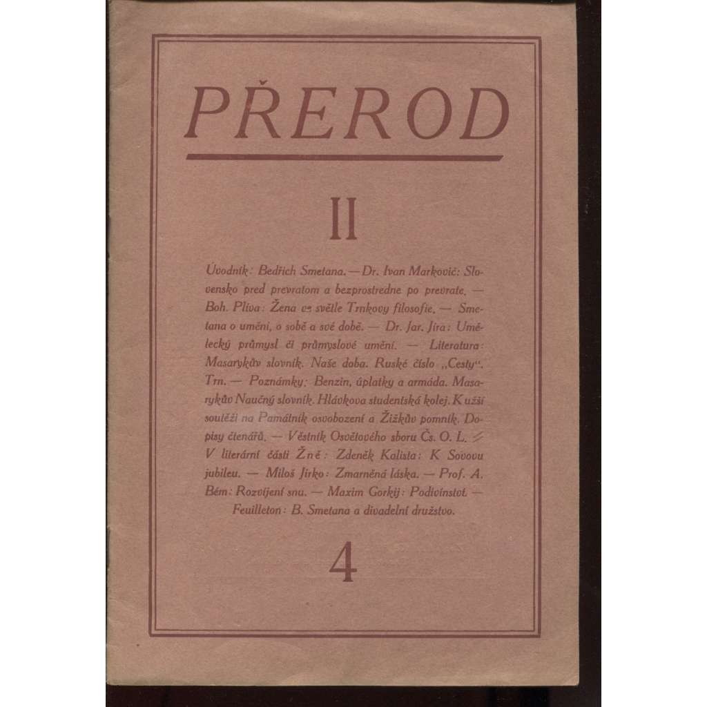 Přerod, číslo 4., ročník II./1924 (Kulturní měsíčník Čsl. obce legionářské) - legie