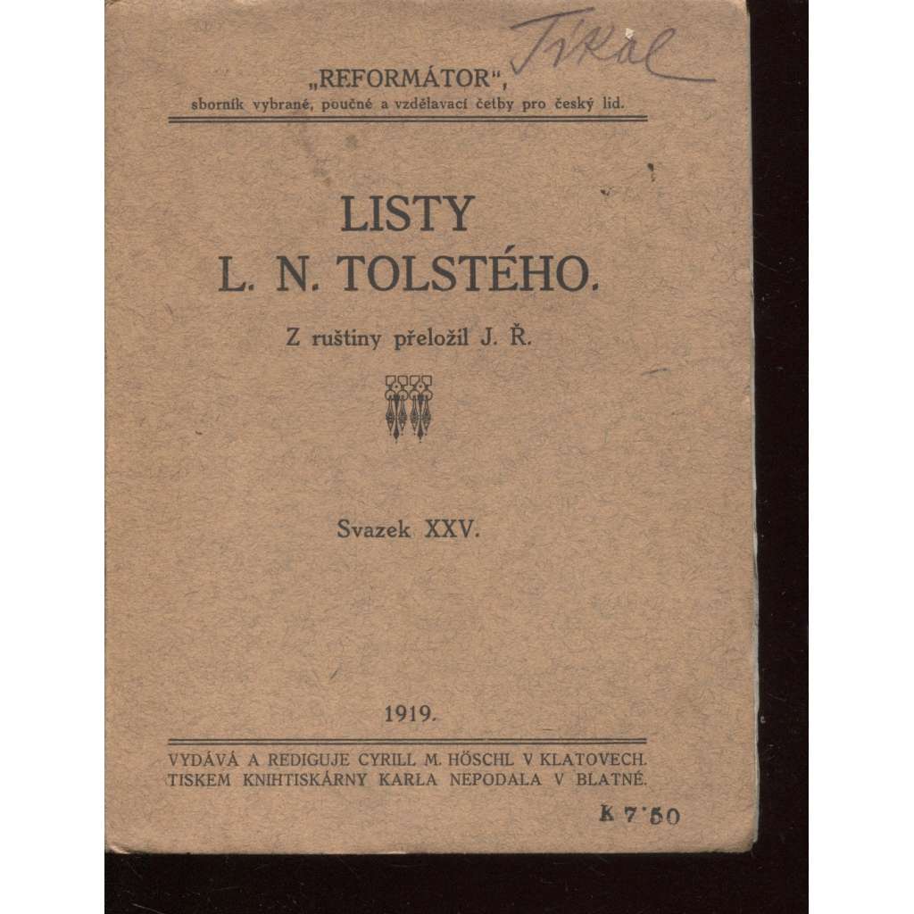 Listy L. N. Tolstého (Lev Tolstoj)