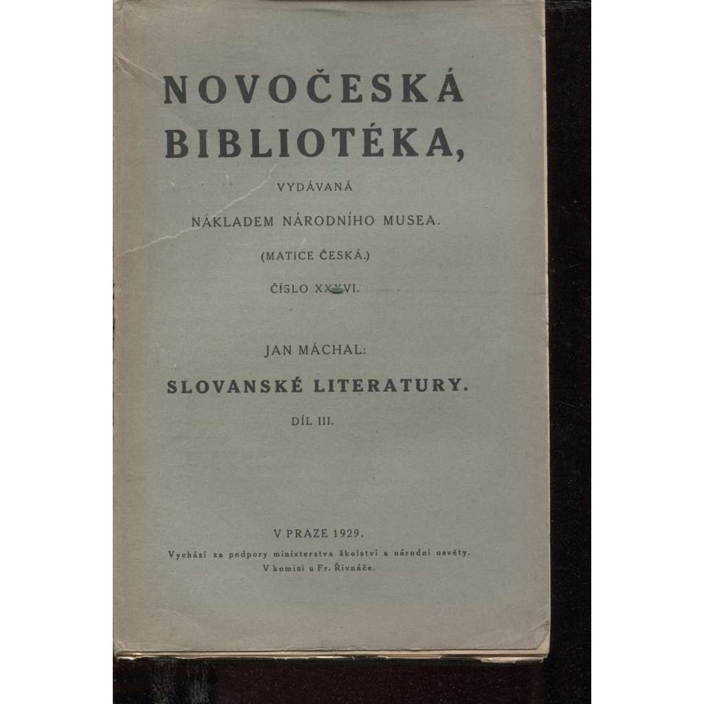 Slovanské literatury, díl III. (Novočeská bibliotéka)