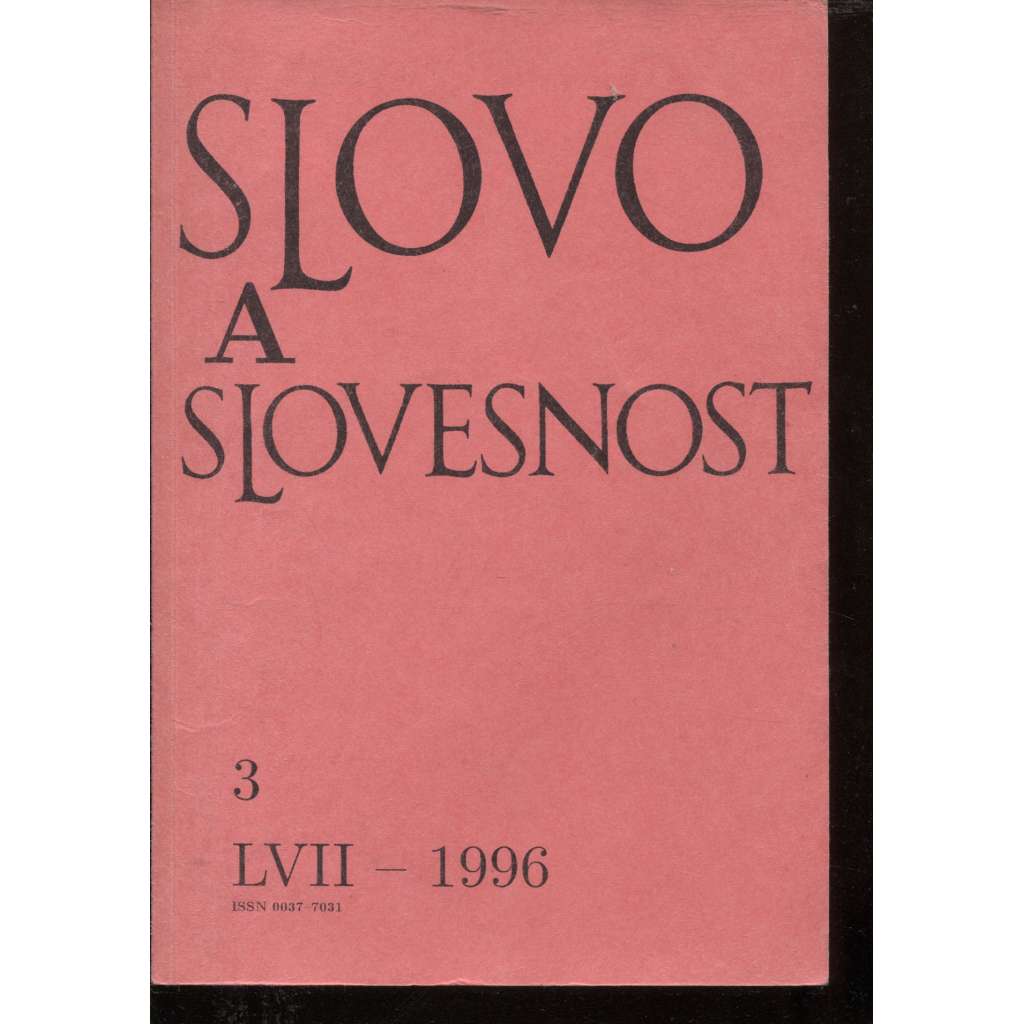 Slovo a slovesnost, ročník LVII./1996, číslo 3. (jazykověda, časopis)