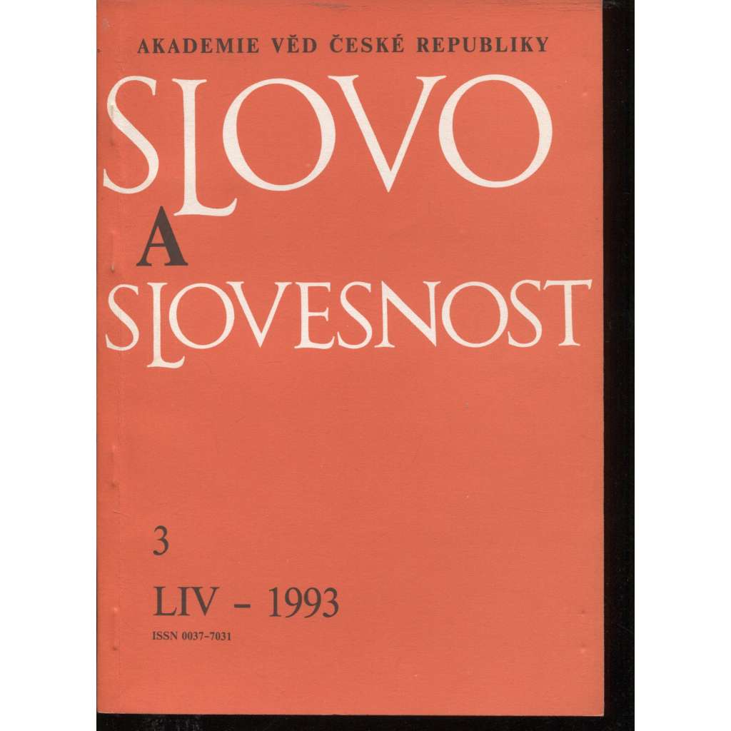 Slovo a slovesnost, ročník LIV./1993, číslo 3. (jazykověda, časopis)