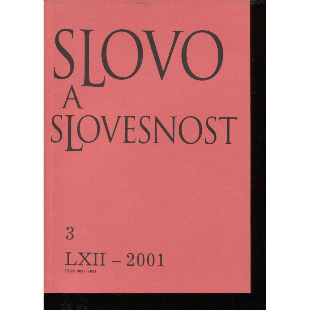Slovo a slovesnost, ročník LXII./2001, číslo 3. (jazykověda, časopis)