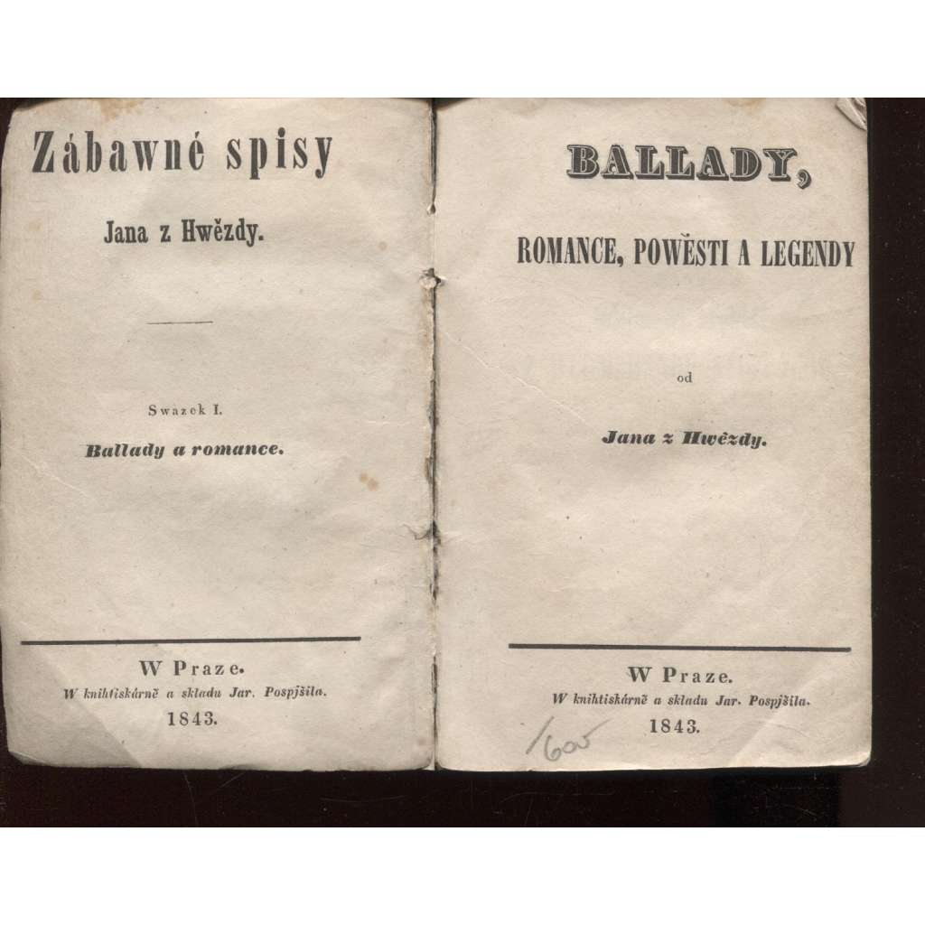 Ballady, romance, pověsti a legendy (Zábavné spisy Jana z Hvězdy) 1843