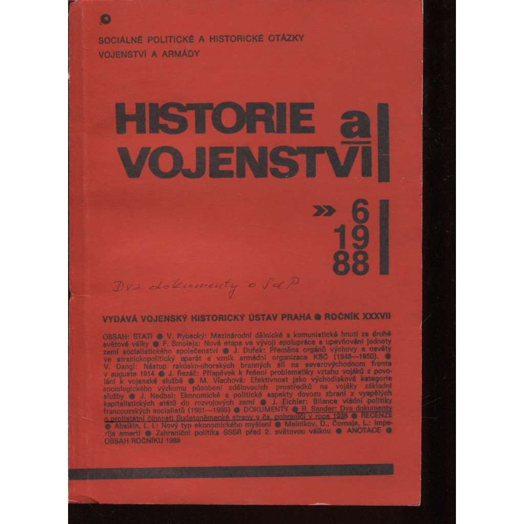 Historie a vojenství, ročník XXXVII., 6/1988