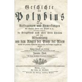 Geschichte des Polybius mit den Auslegungen und Anmerkungen des Ritters Herrn von Folard [et]c. [et]c. worinnen derselbe die Kriegskunst nach allen ihren Theilen ... [2. díl; "Dějiny"; mědiryty; rytiny; staré tisky; vojenství]