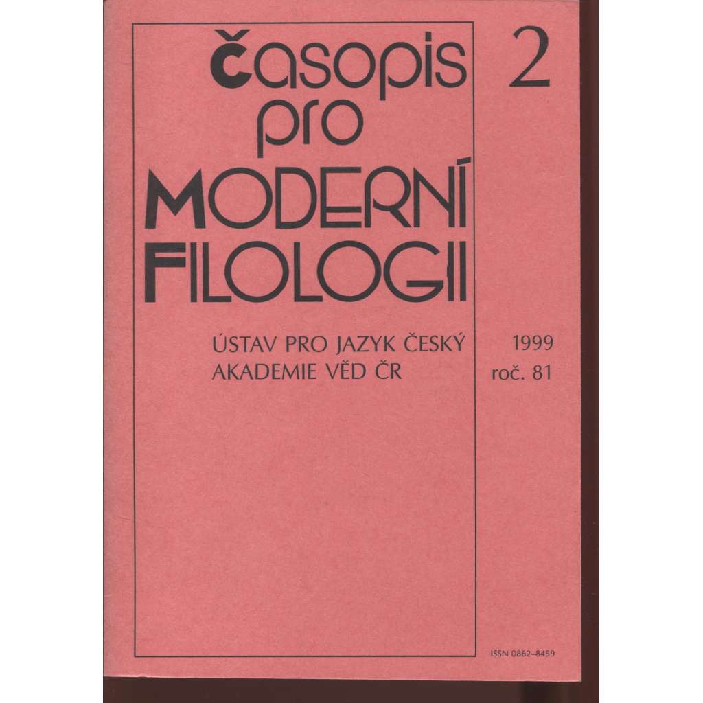 Časopis pro moderní filologii 2/1999, ročník 81 (filologie)