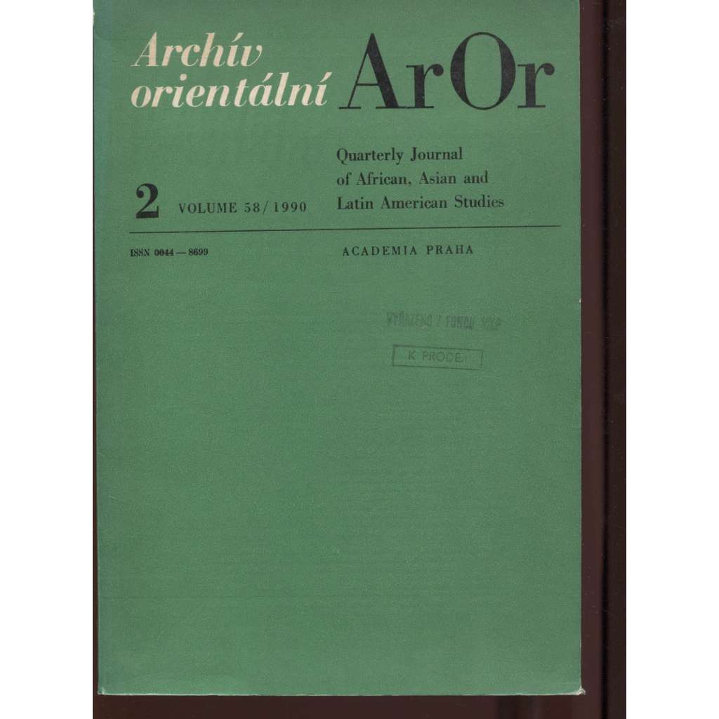 Archív orientální 2/58/1990. Quarterly Journal of African, Asian and Latin American Studies