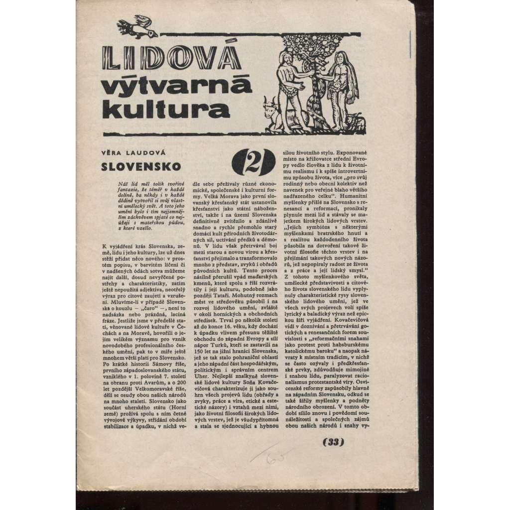 Lidová výtvarná kultura 2/1978. Slovensko