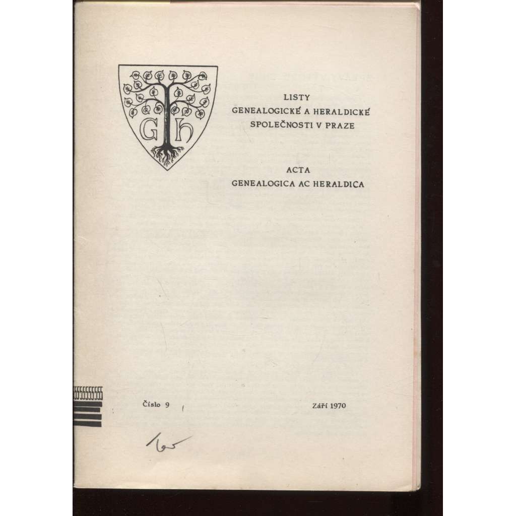 Listy Genealogické a heraldické společnosti v Praze, číslo 9/1970