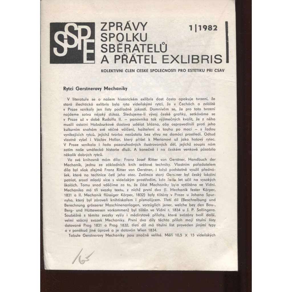 Zprávy Spolku sběratelů a přátel exlibris 1/1982