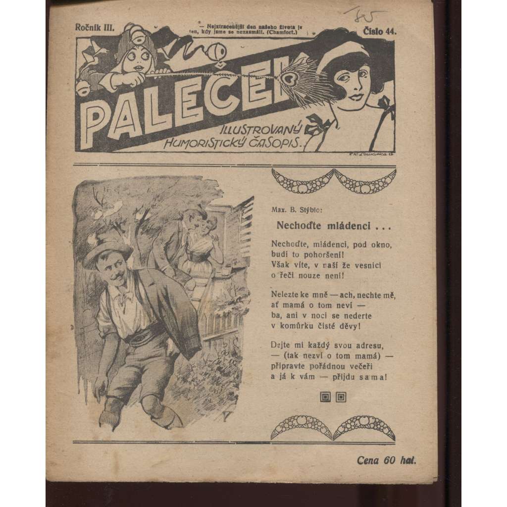 Paleček ročník III., číslo 44/1921. Illustrovaný humoristický časopis