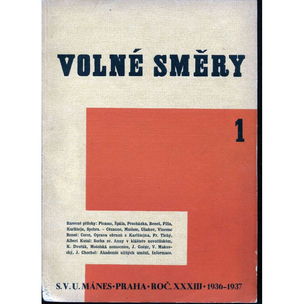 Časopis Volné směry, ročník XXXIII., číslo 1-10/1936-1937 (kompletní ročník) surrealismus