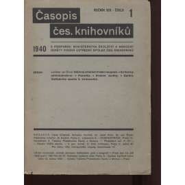 Časopis českých knihovníků, ročník XIX./1940, číslo 1.