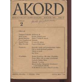 Akord, ročník XIII., číslo 2/1946-47. Měsíčník pro literaturu, umění a život