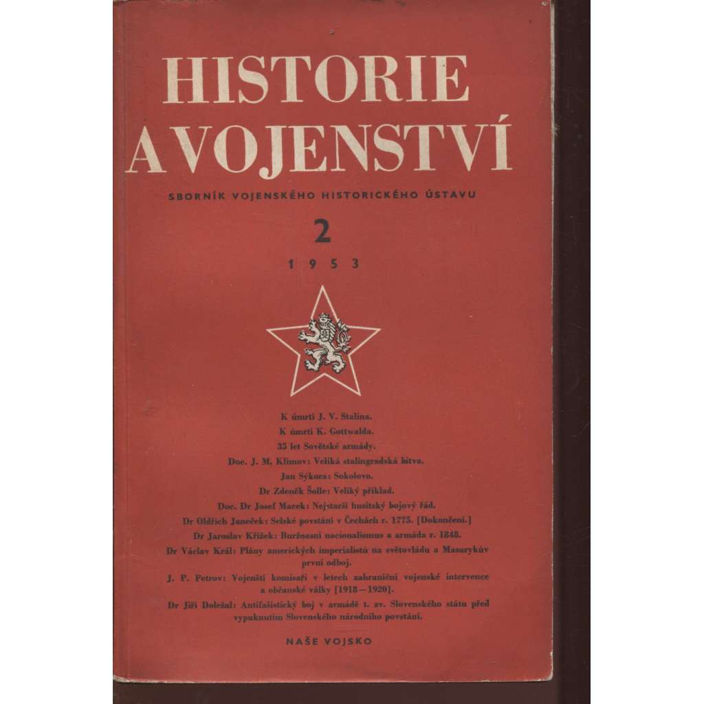 Historie a vojenství, číslo 2/1953. Sborník Vojenského historického ústavu