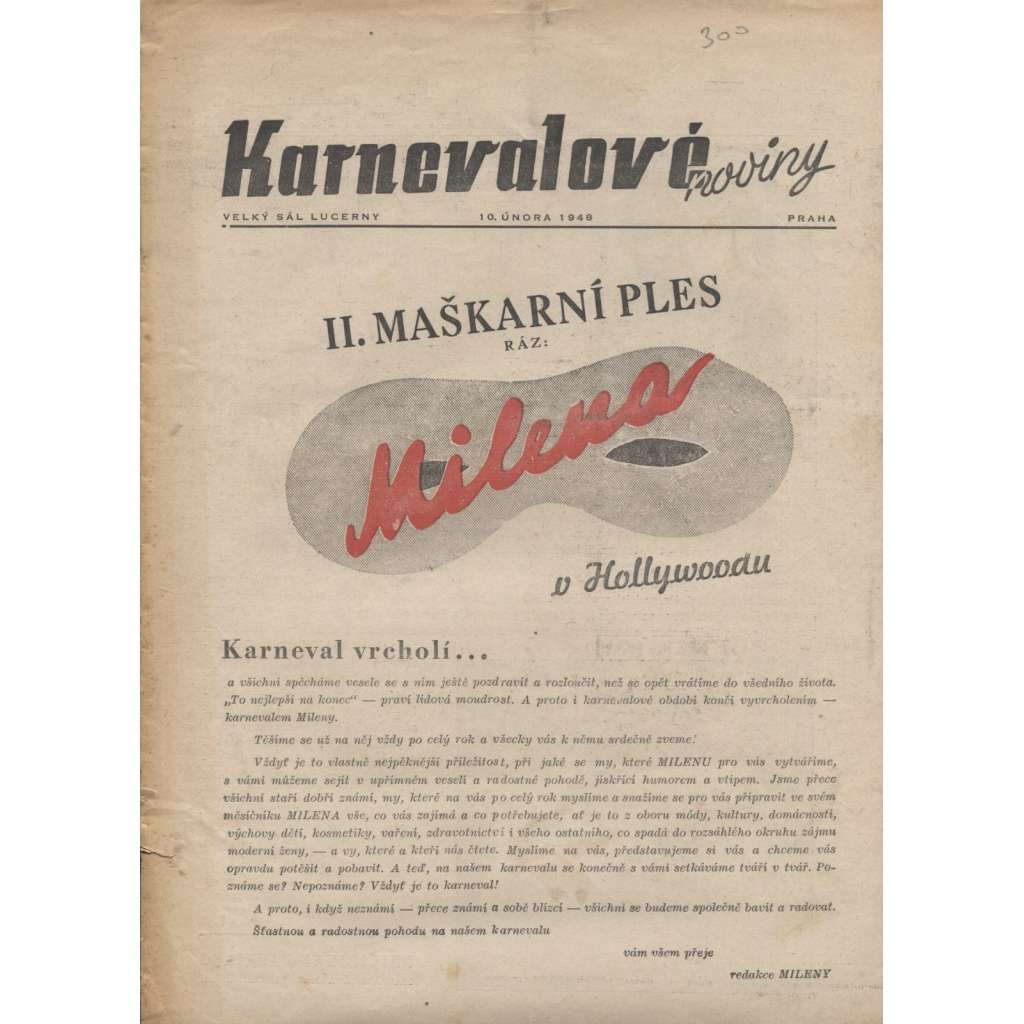 Karnevalové noviny 1948 (maškarní ples)