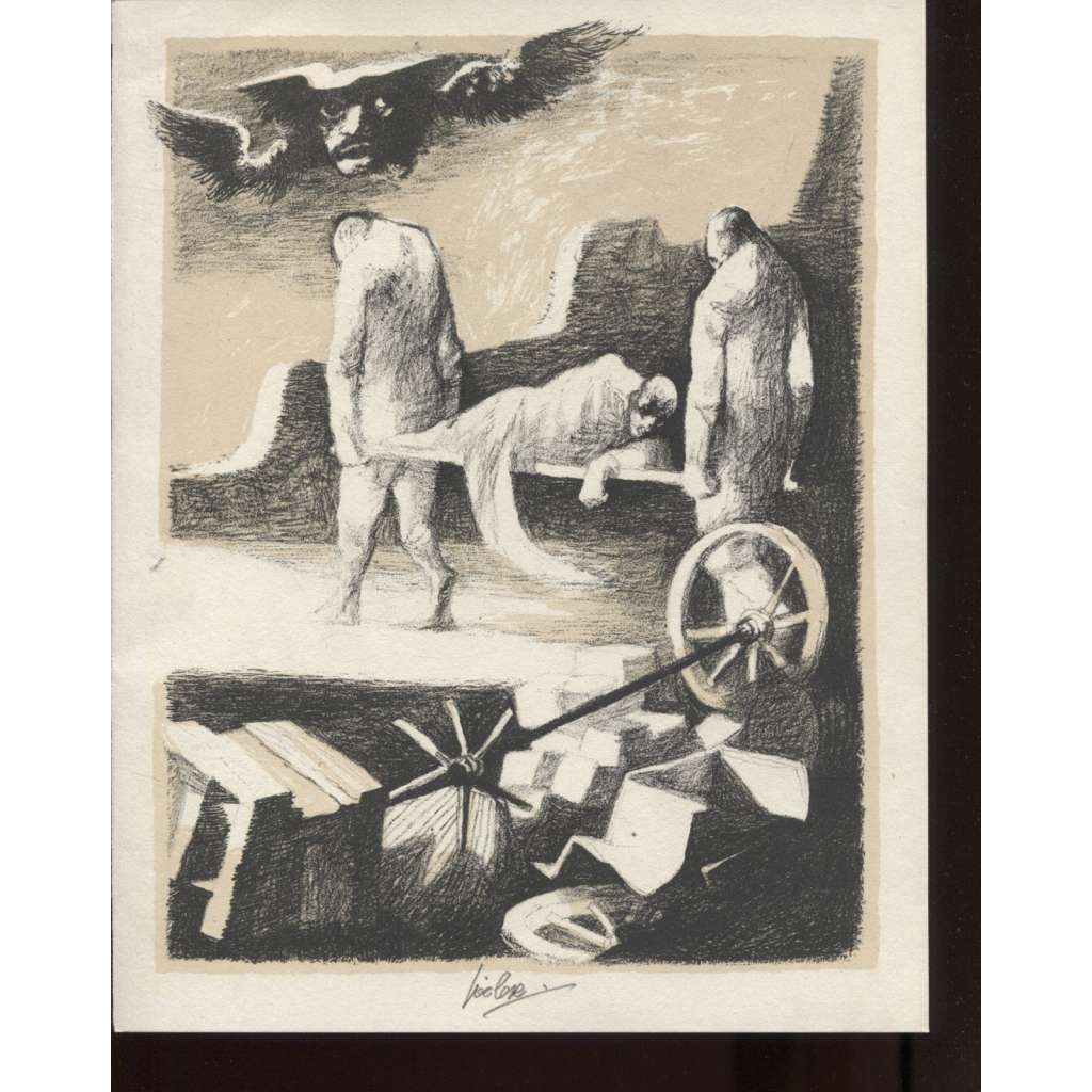 Praha pod křídly války (litografie, 1945, Josef Liesler)
