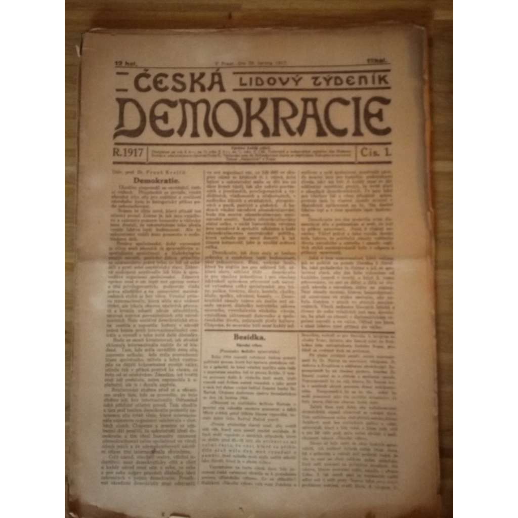 Česká demokracie 1917. Lidový týdeník (10 čísel novin)