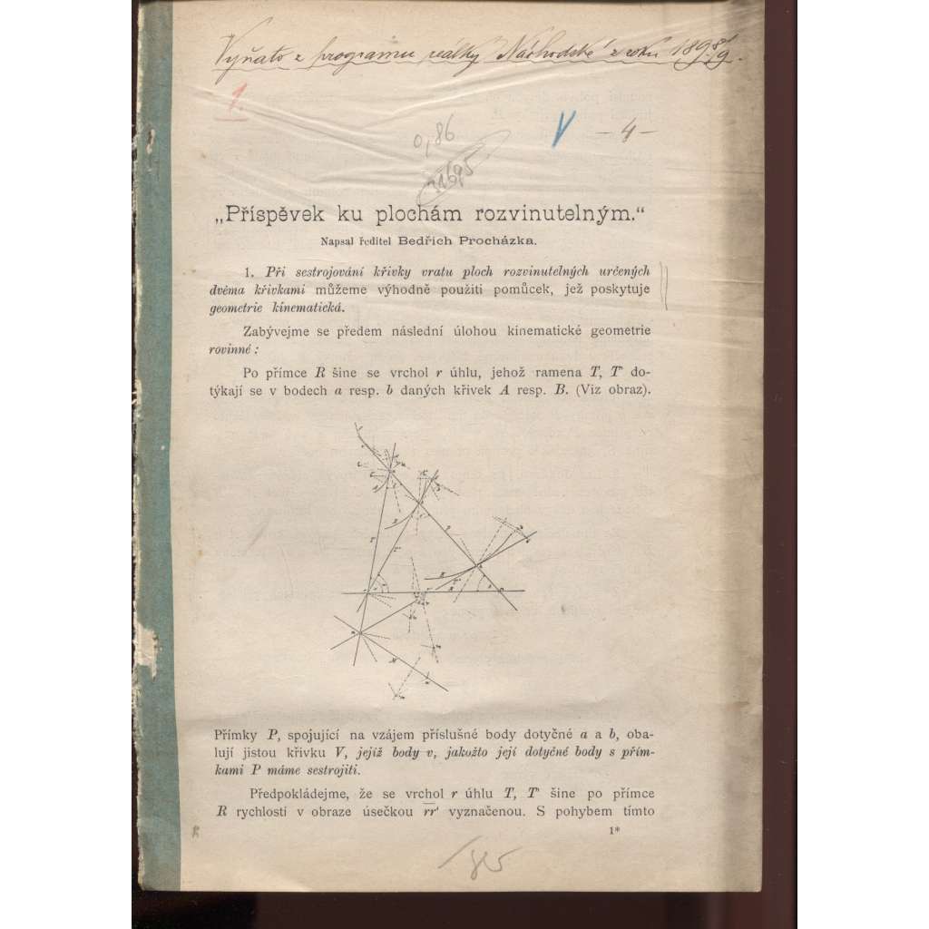 Příspěvek ku plochám rozvinutelným (matematika, geometrie)