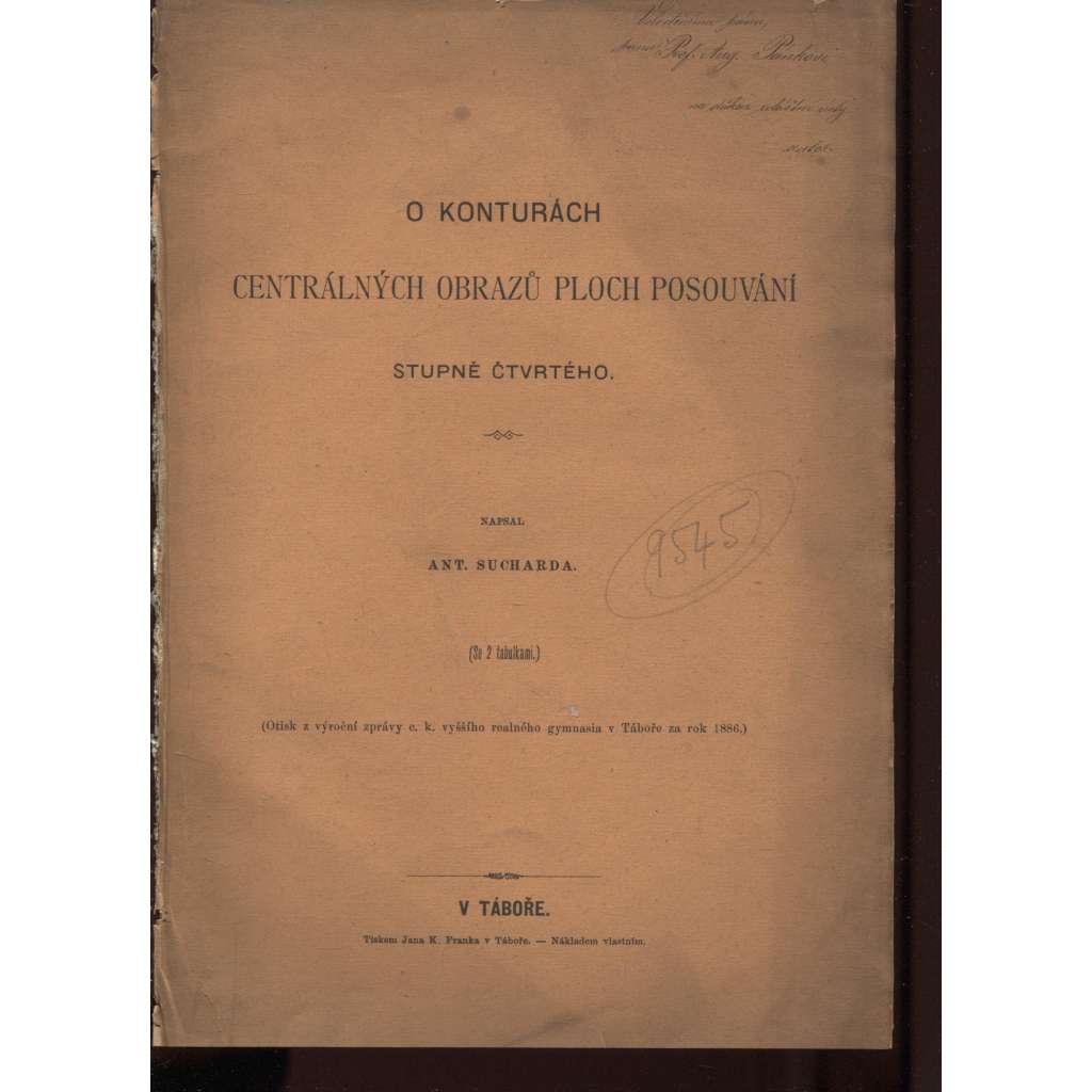 O konturách centrálných obrazů ploch posouvání stupně čtvrtého (matematika, geometrie)