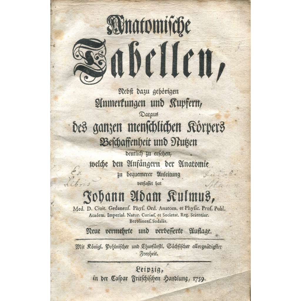 Anatomischen Tabellen [anatomie; lékařství; medicína; dějiny medicíny; historie; rytiny; mědirytiny; mědiryty; učebnice]